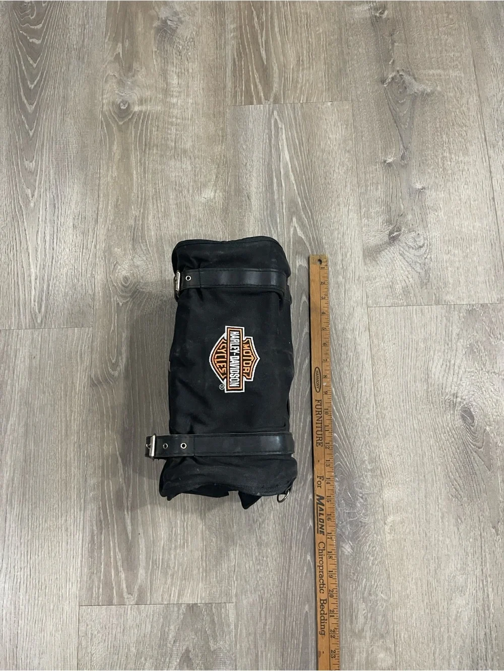 Harley-Davidson Black Canvas Tool Roll with Orange Logo Patch